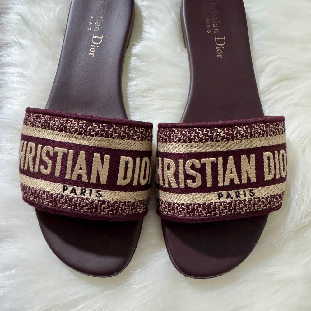 Dior Burgundy Slide Sandals